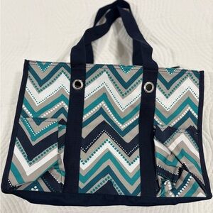 Thirty One - NWOT, Chevron Patterned Tote/Utility Bag - Blue and White